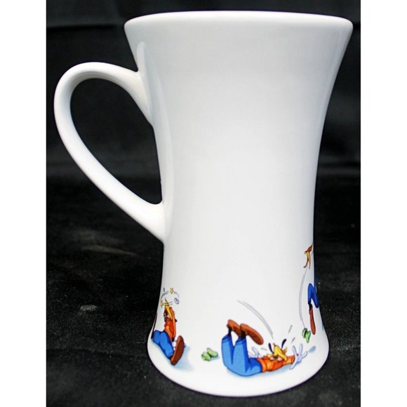 Disney Store White Ceramic 6" Coffee Mug Goofy Slipping On Banana Peel Concave - Picture 3 of 10